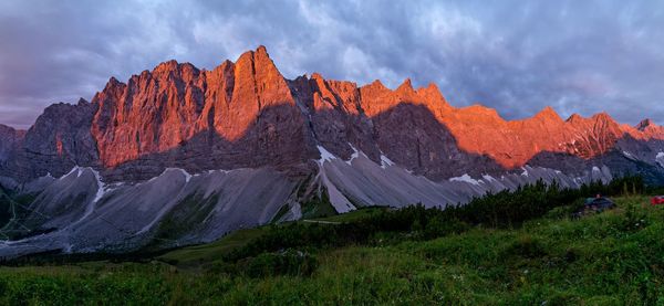 Panoramic view of landscape and mountains against sky
