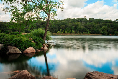 Scenic view of river against sky