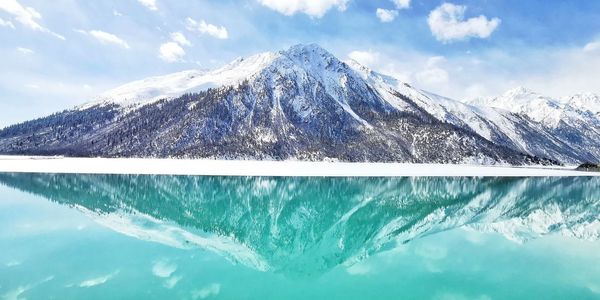 Snow covered mountains against sky