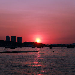 Scenic view of sea against sky at sunset