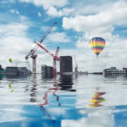 Reflection of cloudy sky in water