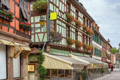 Street with historical houses in obernai, alsace, france