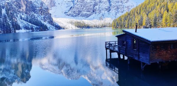 Scenic view of lake during winter