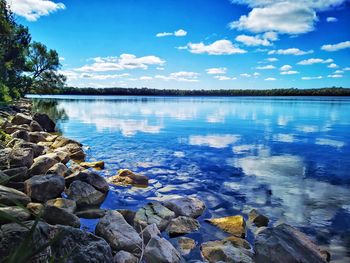 Scenic view of lake against sky