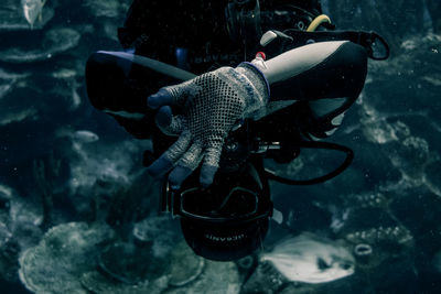 Expert diver swimming in sea