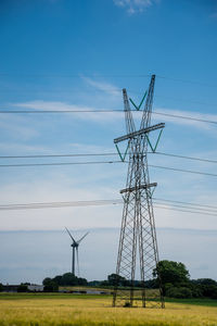 High voltage power line and windmill