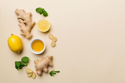 High angle view of food on white background