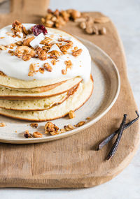 Close-up of cake in plate on table