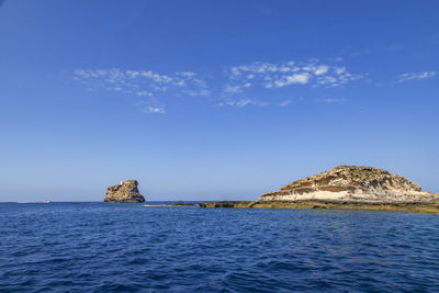 Scenic view of sea against blue sky