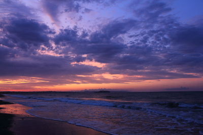 Scenic view of sea against sky at sunset