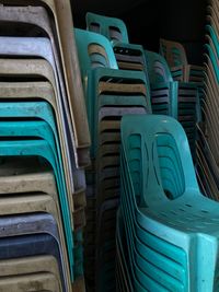 High angle view of empty chairs