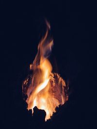 Close-up of fire in the dark