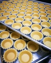 High angle view of cupcakes on table