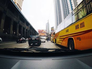 Cars on wet city street