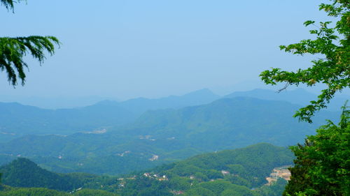 Scenic view of mountains against clear sky