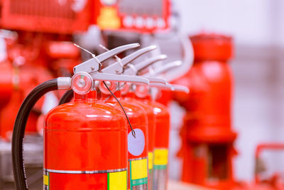 Close-up of fire extinguishers