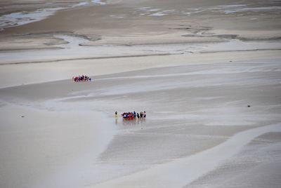 High angle view of people on beach
