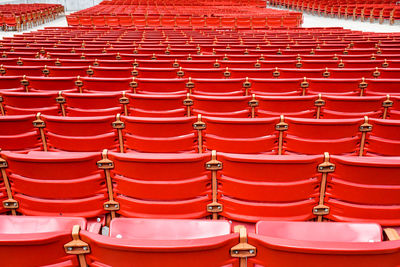 High angle view of empty seats in stadium