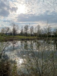 Scenic view of lake against sky