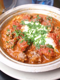 Close-up of soup in bowl