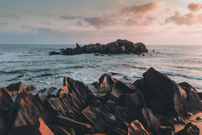 Scenic view of sea against sky during sunset