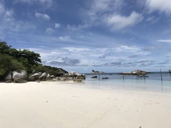 Scenic view of beach against sky