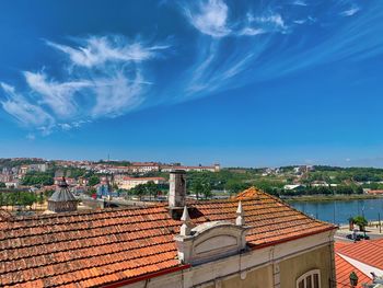 High angle view of townscape against sky