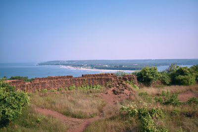 Scenic view of sea against clear sky