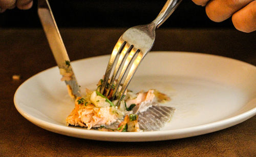 Cropped image of hand having food