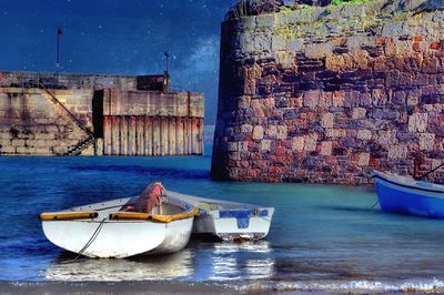 View of boats in water