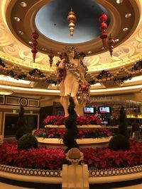 Low angle view of illuminated statue