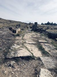 View of old ruin building against sky