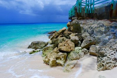 Scenic view of sea against cloudy sky