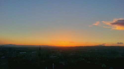 Silhouette buildings against sky during sunset