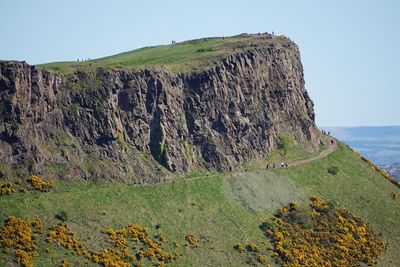 Scenic view of rocks on sea against sky