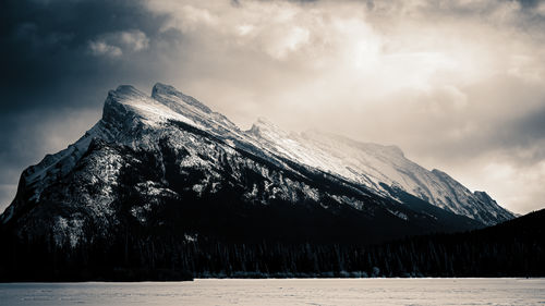 Stormy mount rundle in banff national park