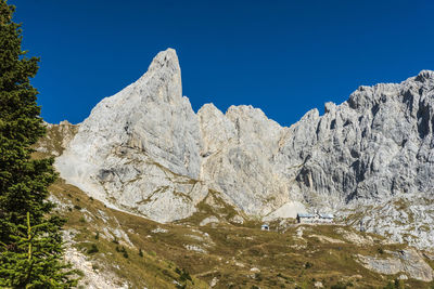 Valley of the piave, calvi refuge on the slopes of mount peralba. sappada, italy