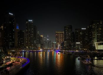 Illuminated city at night