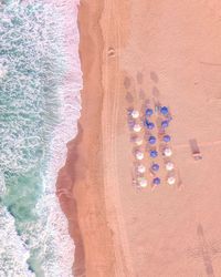 High angle view of sand on beach