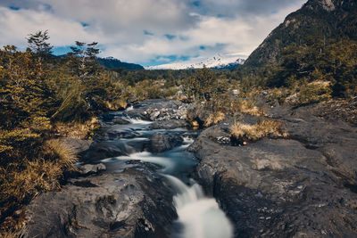 Scenic view of stream against sky