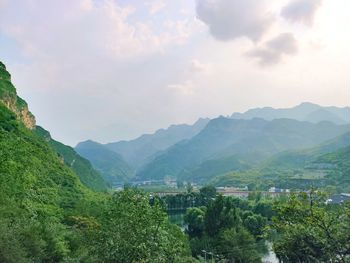 Scenic view of mountains against sky