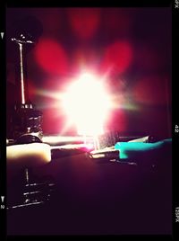 View of illuminated lights at night