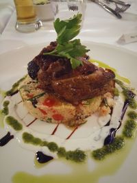 High angle view of meal served in plate