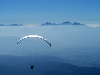 View of person paragliding