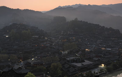 High angle view of buildings in city