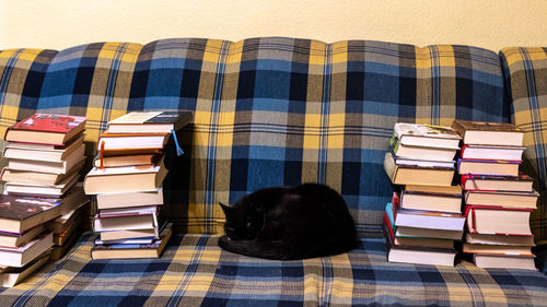 Stack of books on table