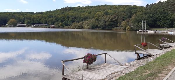 Scenic view of lake against sky