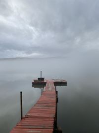 Pier over lake against sky