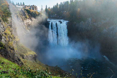 Scenic view of waterfall in forest