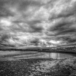 Scenic view of sea against cloudy sky